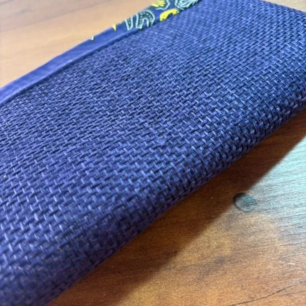 Ethnic African Dashiki Print Envelope Clutch Purse Purple Yellow Woven Tweed